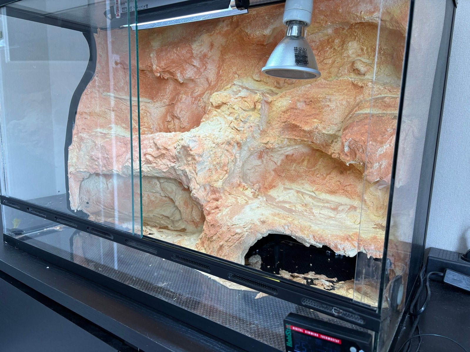 Terrarium 3D achterwand - thermostat/warmte/verlichting en, Dieren en Toebehoren, Ophalen, Gebruikt, Terrarium of Paludarium