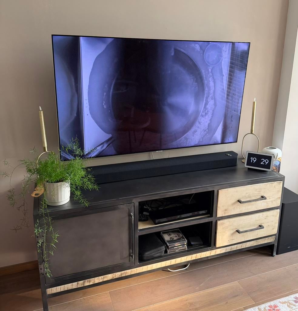 TV kast industrieel, Ophalen, 100 tot 150 cm, Zo goed als nieuw, Minder dan 100 cm