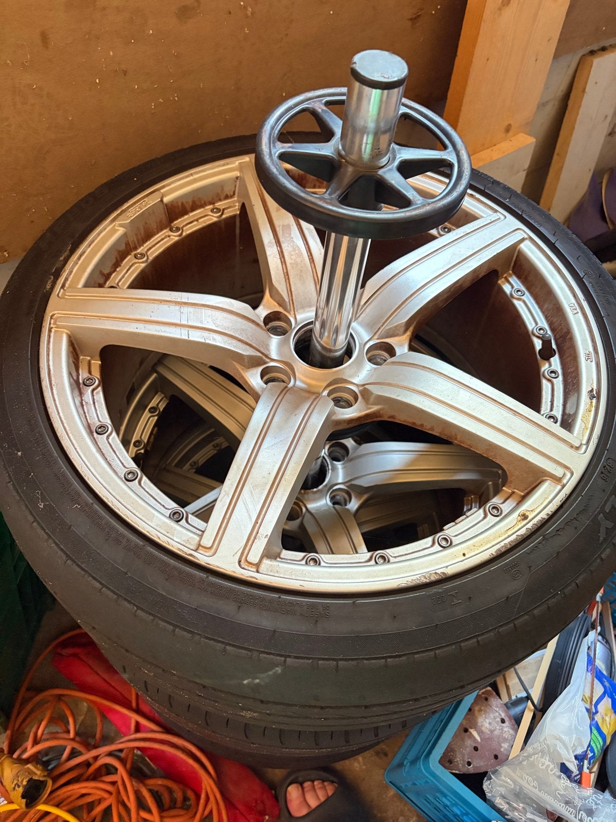 4 lichtmetalen velgen 18 inch met lichte stoeprandschade, Auto-onderdelen, Banden en Velgen, Ophalen, 18 inch, Gebruikt, Velg(en)