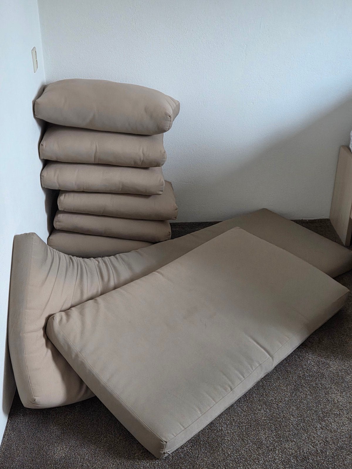 Beige tuinkussens voor loungeset - diverse maten, Ophalen, Gebruikt