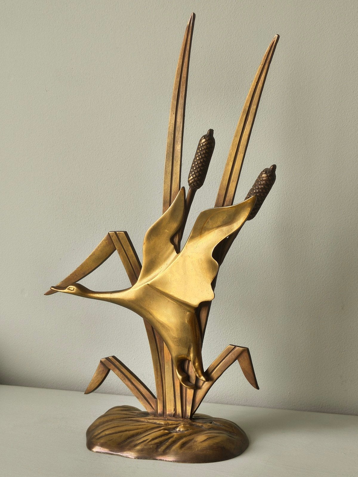 Vintage Messing Eend Sculptuur - Mid-Century Modern, Verzamelen, Ophalen of Verzenden, Gebruikt, Dier