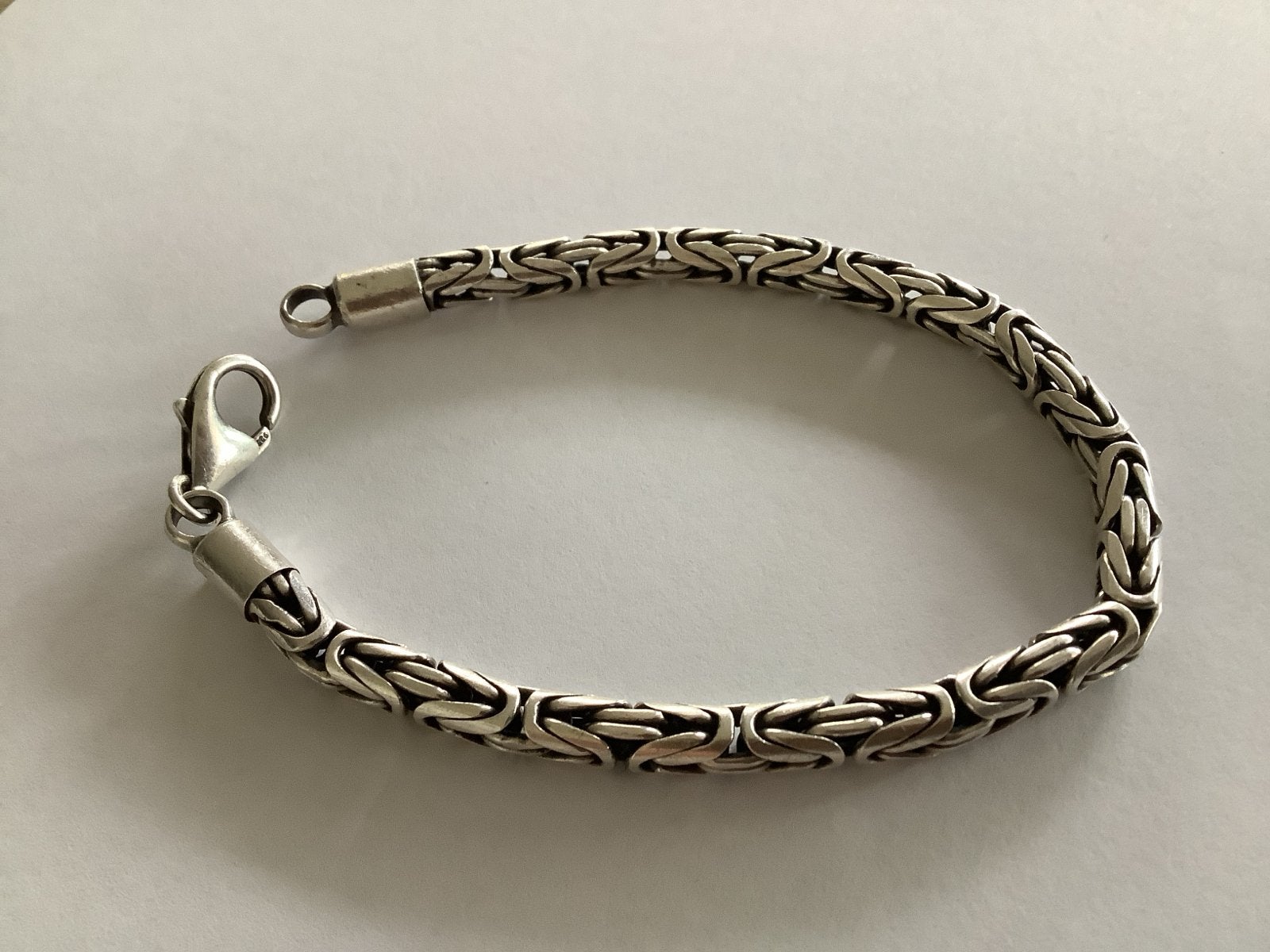 Zilveren massieve koningsschakel armband 21cm, Ophalen of Verzenden, Zo goed als nieuw, Zilver