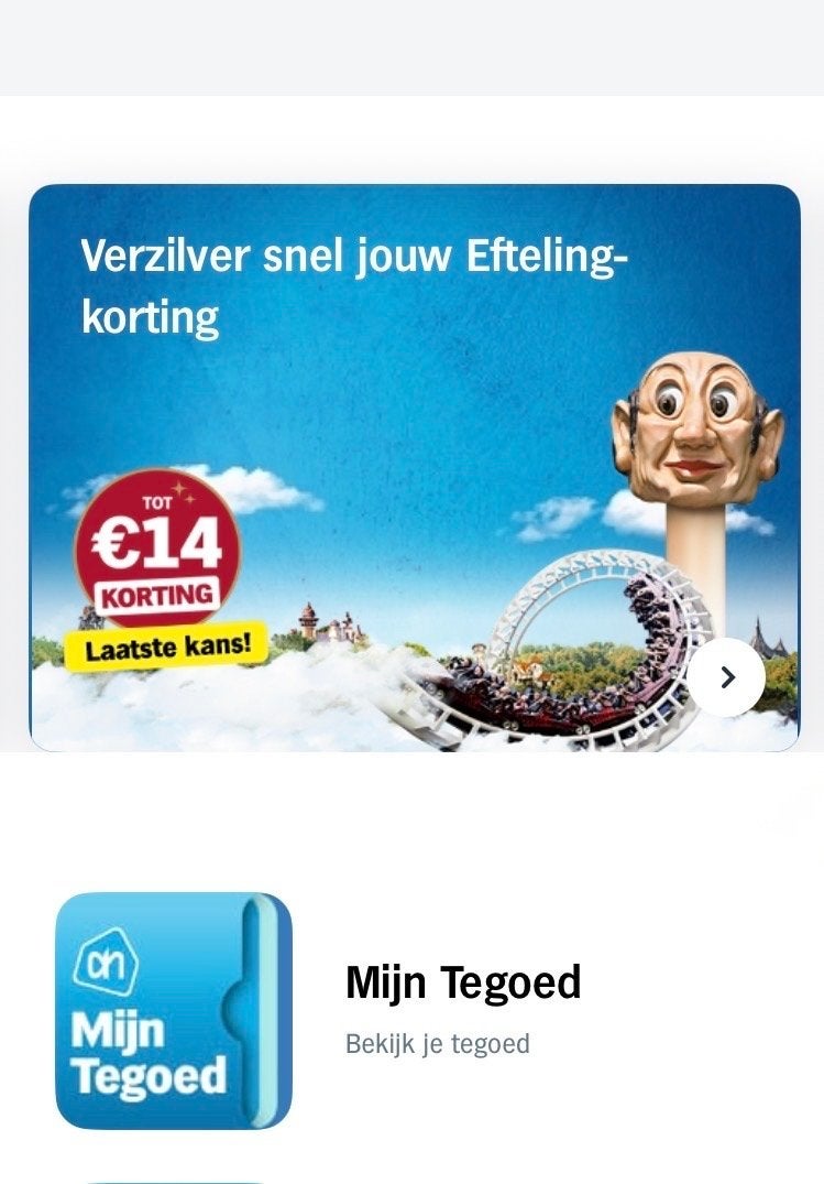 Efteling spaarzegels Albert Heijn, Eén persoon, Kortingskaart
