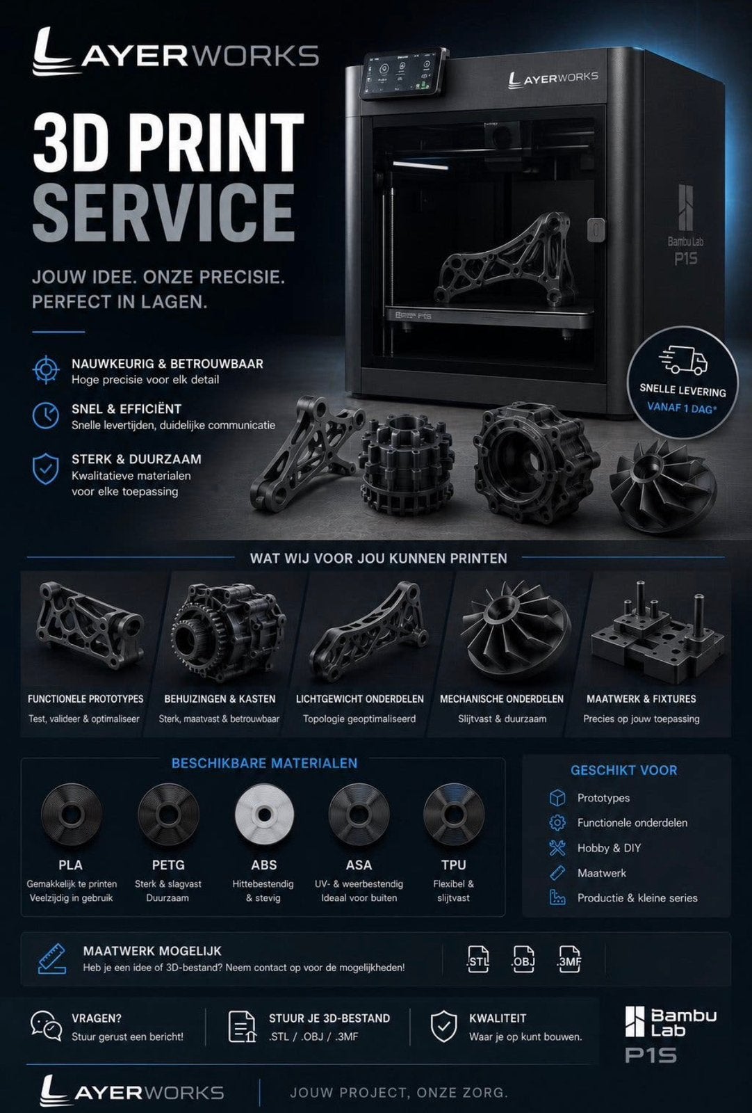 3D Print Service  — Hoge Kwaliteit  | LAYERWORKS, Ophalen of Verzenden, Nieuw