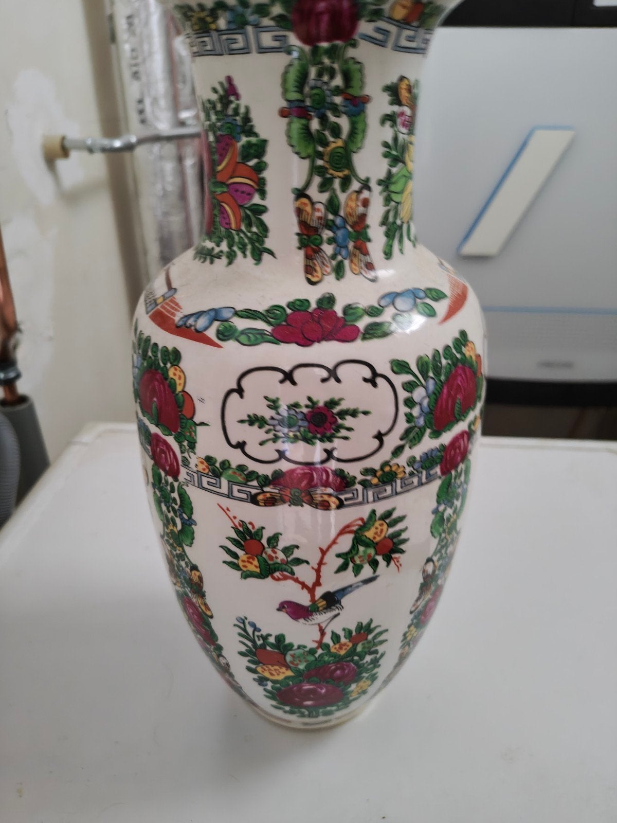 Antieke Chinese Vaas met Handgeschilderde Dec, Ophalen of Verzenden