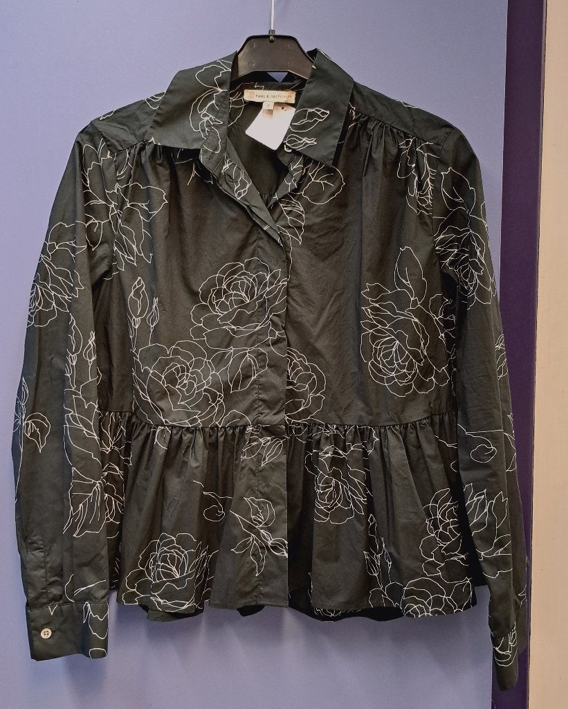 Paul & Joe sister zwarte blouse +witte bloemen 36-38 41057