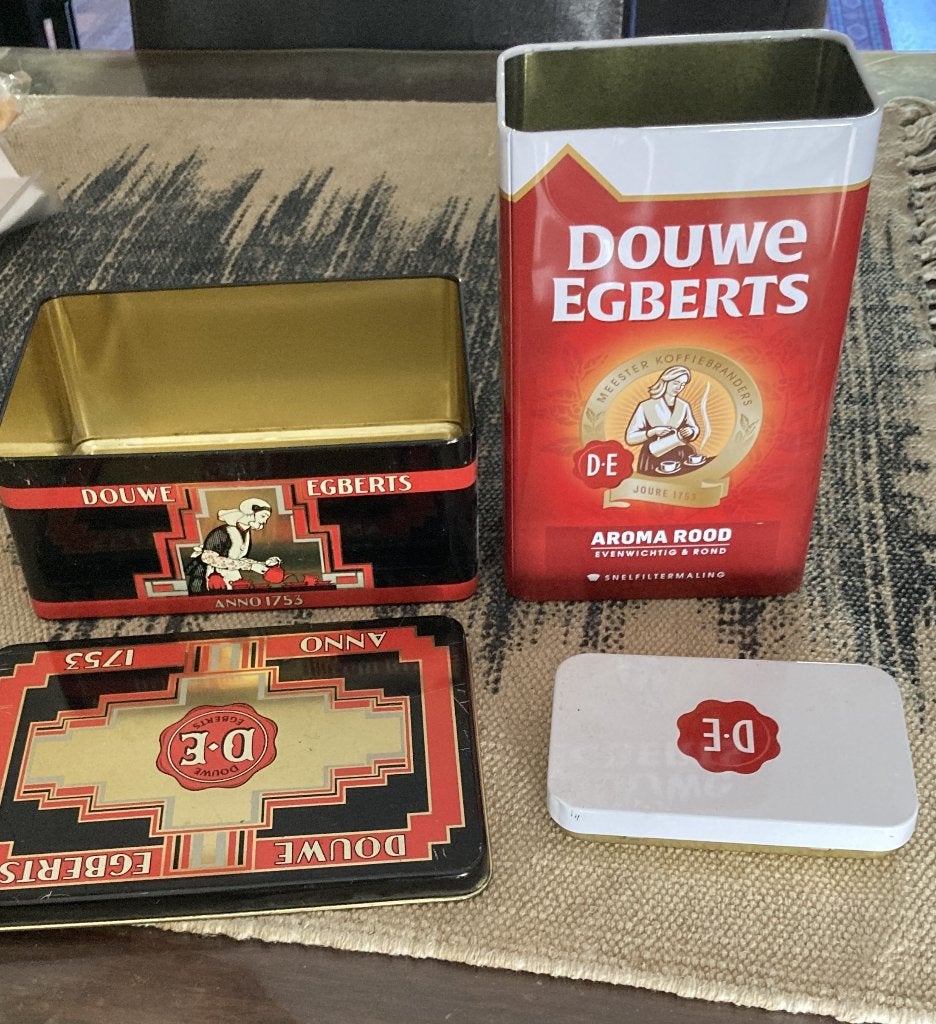 2 Douwe Egberst koffieblikken, Verzamelen, Ophalen of Verzenden, Koffie, Douwe Egberts