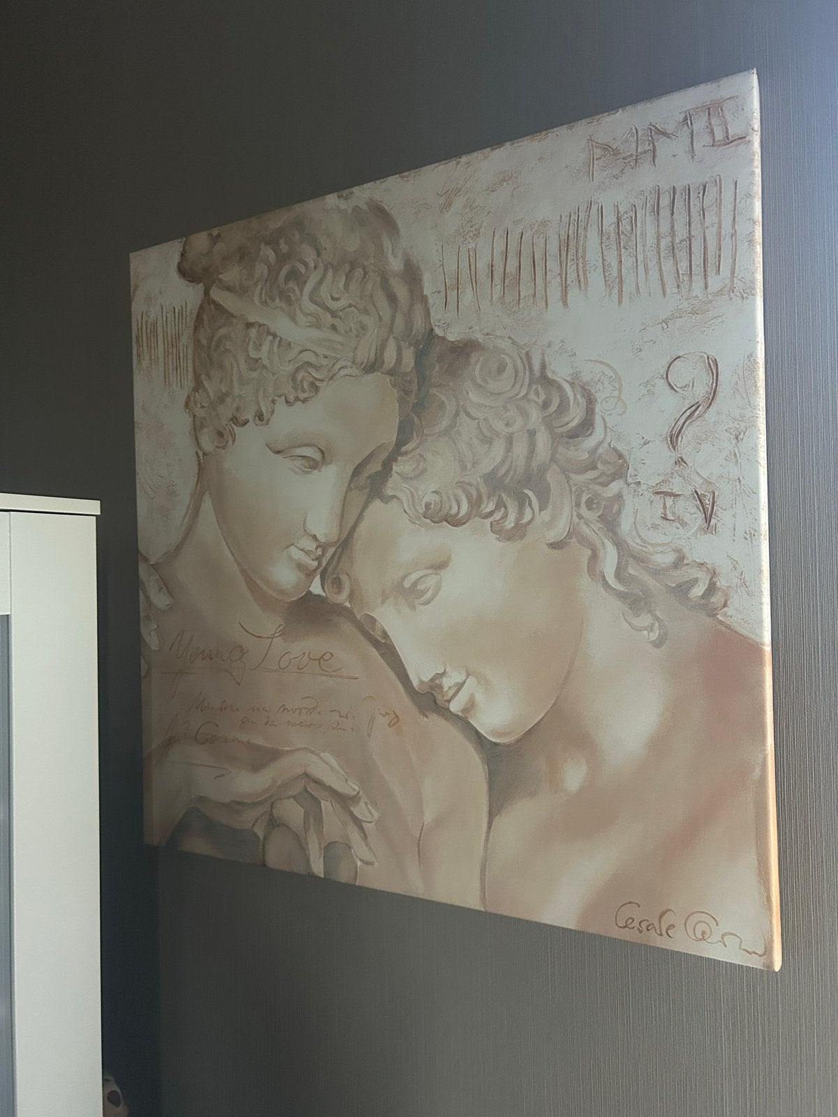 Gratis Canvas Schilderij - Romantisch Portret, Ophalen, Doek, Portret of Personen, Gesigneerd
