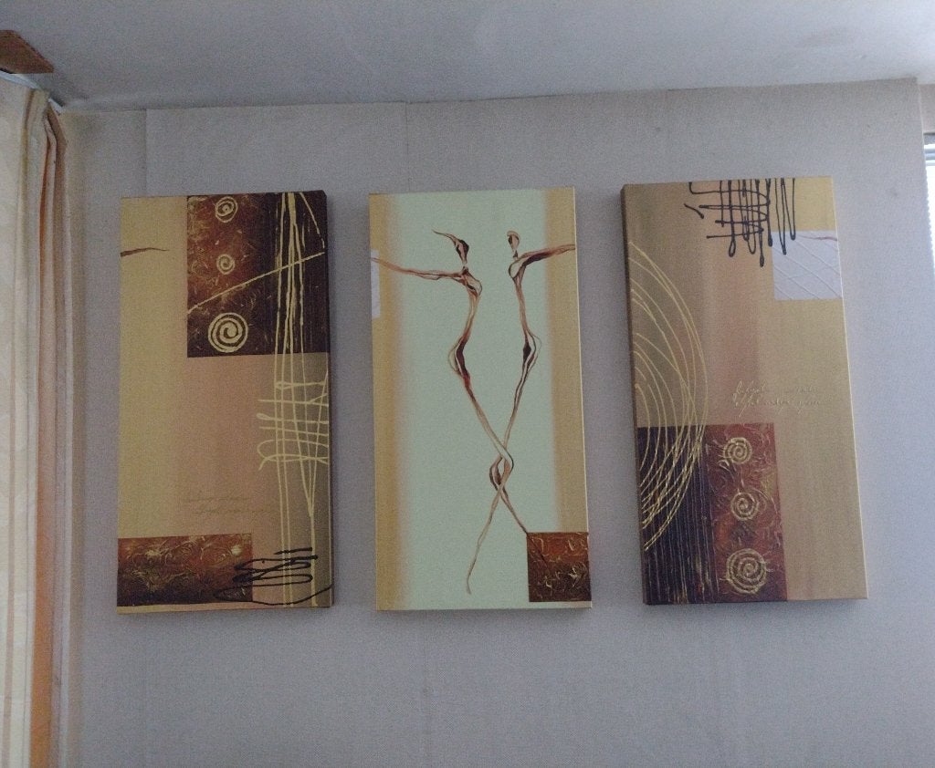 Drieluik geschilderd op canvas, Ophalen, 40 cm, 80 cm, Decoratieobject