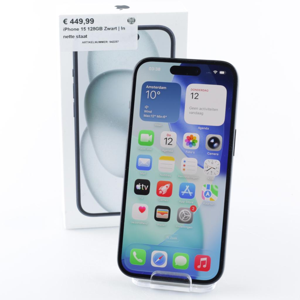 iPhone 15 128GB Zwart | Nette staat, Apple, Zo goed als nieuw, Support@apple.com, One Apple Park Way
Cupertino, CA 95014
United States