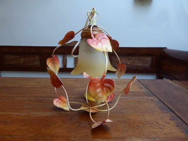 Vintage metalen Franse hanglamp, Ophalen of Verzenden