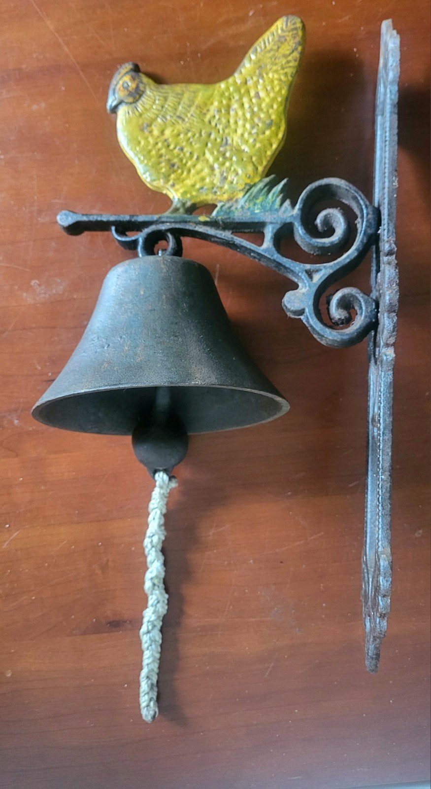 Vintage gietijzeren deurbel met kip, Ophalen of Verzenden, Gebruikt