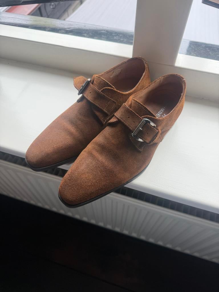 Bruine suède gespschoenen - Maat 41, Ophalen of Verzenden, Zo goed als nieuw, Bruin, Gespschoenen