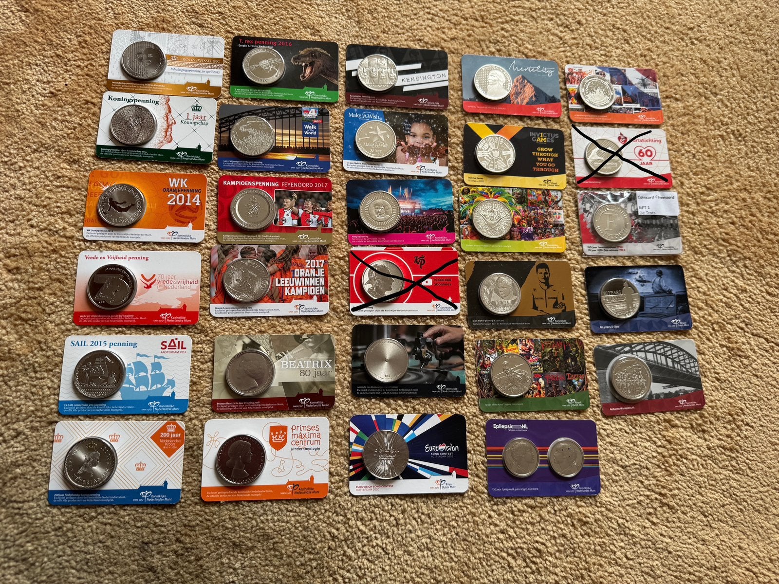 Diverse coincards met penningen 2013/2024 (zie omschrijving), Postzegels en Munten, Penningen en Medailles, Ophalen of Verzenden