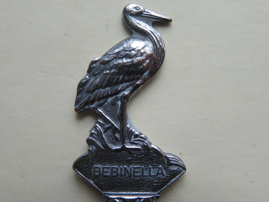Verzilverd lepeltje Bebinella Ooievaar / vogel, Verzenden