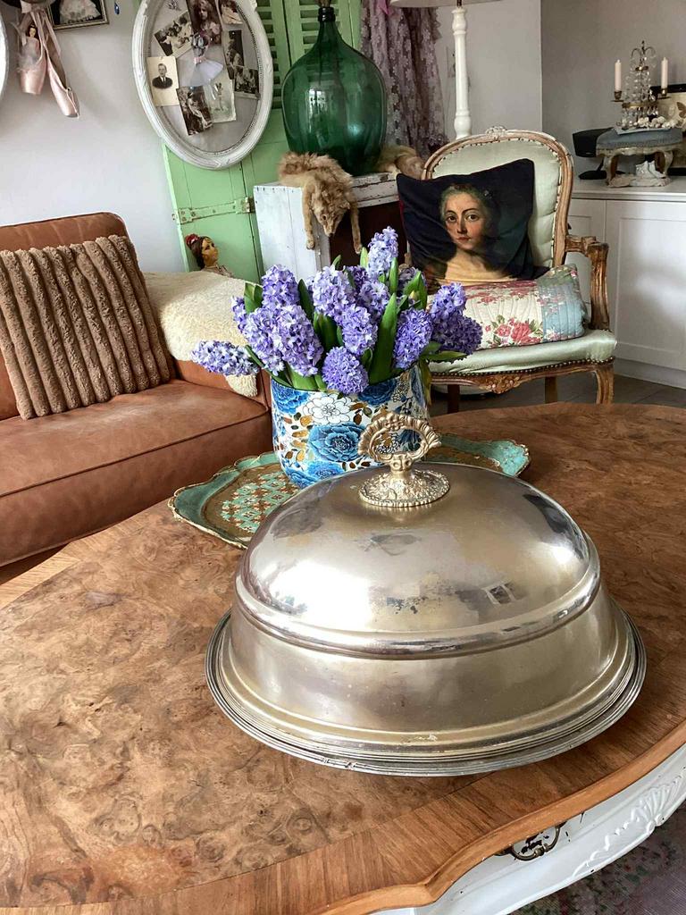 Vintage verzilverde cloche, Antiek en Kunst, Ophalen of Verzenden