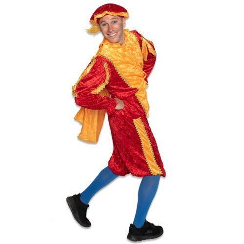 Nieuw Pietenpak velours rood/geel – maat S, Ophalen of Verzenden, Nieuw
