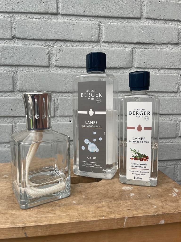 Lampe Berger set: brander, 2 navullingen (1L & 500ml), Ophalen, Zo goed als nieuw