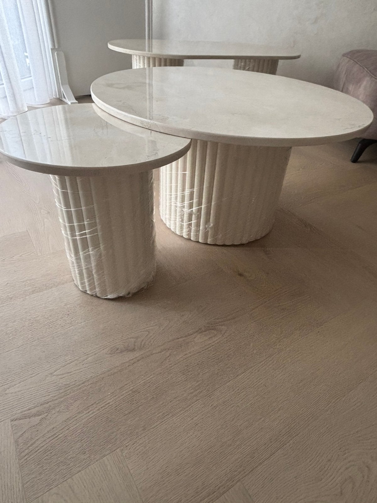 Luxe marmeren salontafel set – Handgemaakt, Huis en Inrichting, Tafels | Salontafels, Ophalen, Nieuw, 200 cm of meer