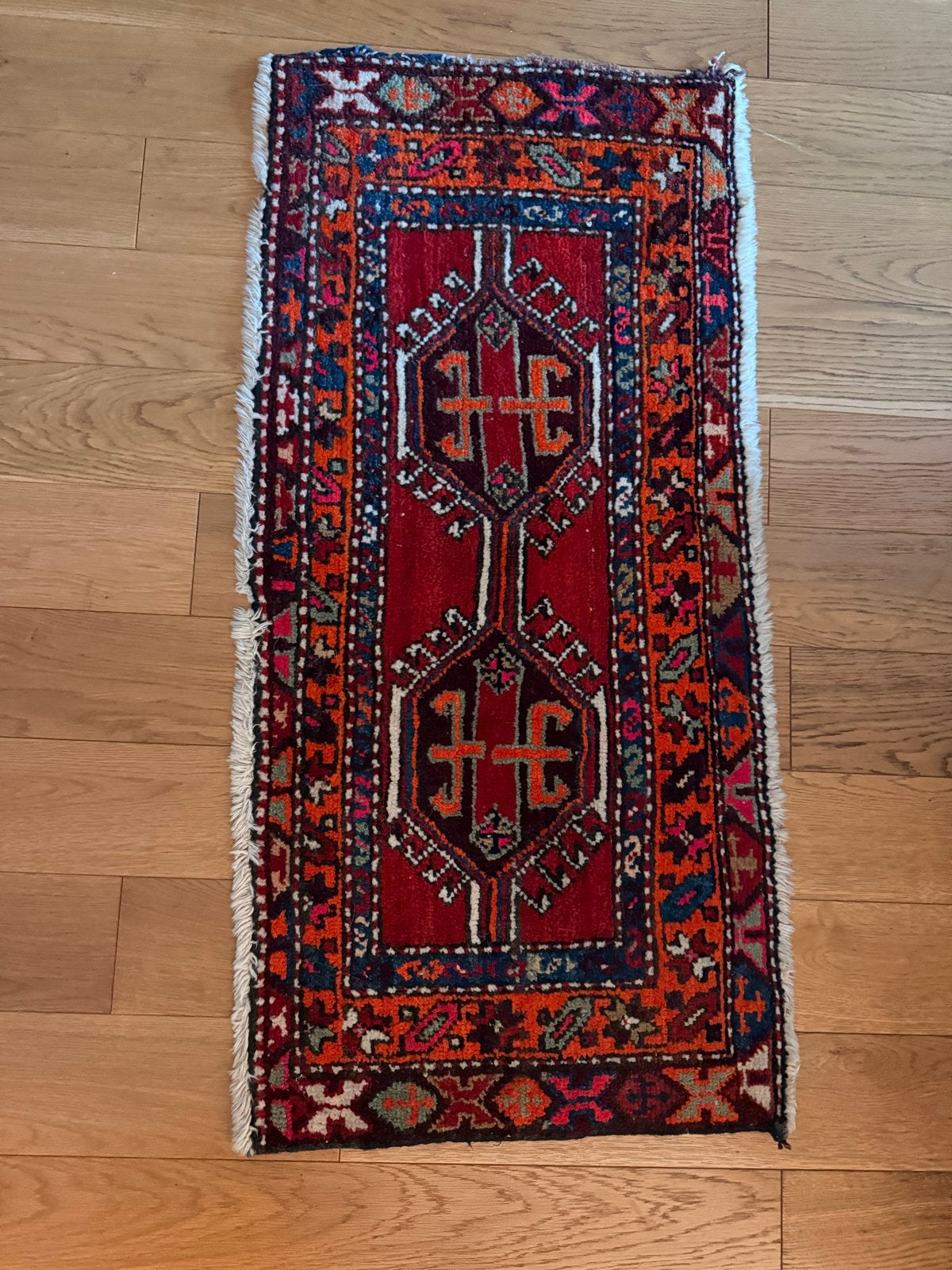 Vintage Oosters Tapijt - Handgeknoopt Rood Kleed, Antiek en Kunst, Ophalen