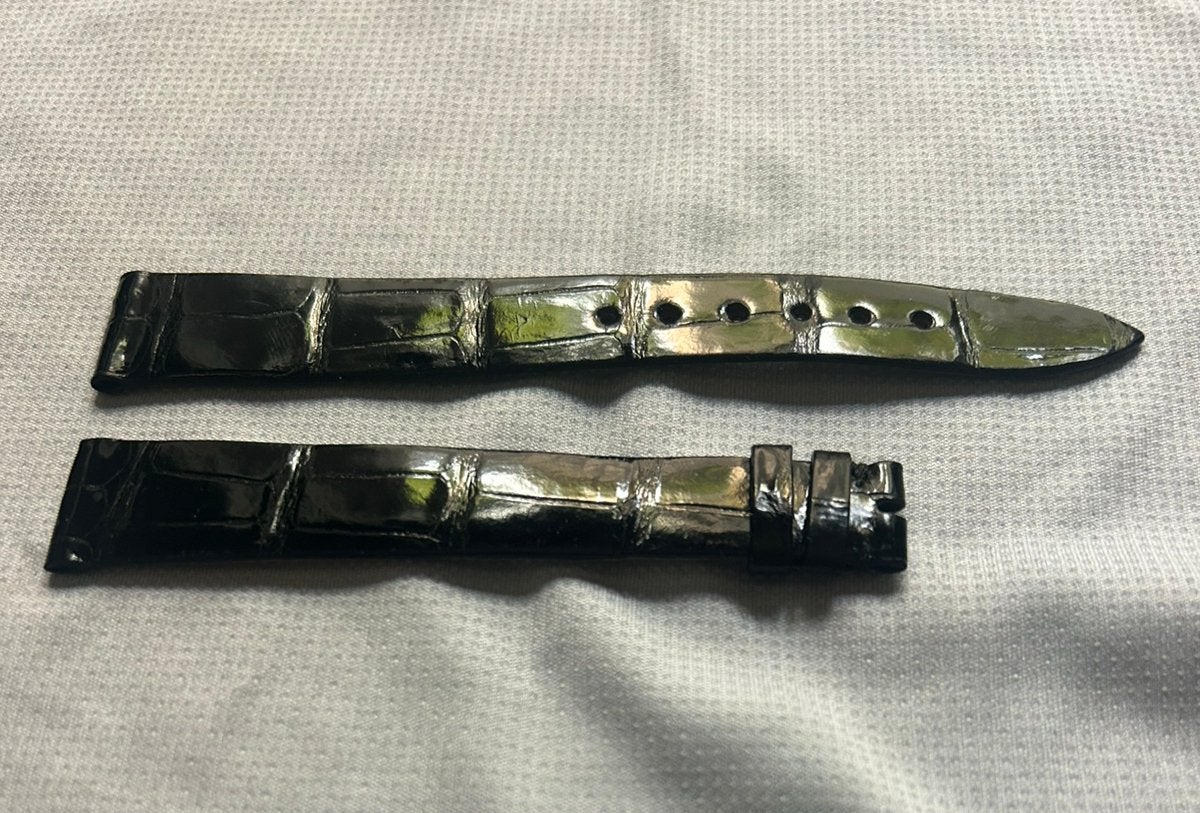 Patek Philippe NOS origineel zwart lederen horloge band, Verzenden, Zo goed als nieuw, Leer, Overige merken