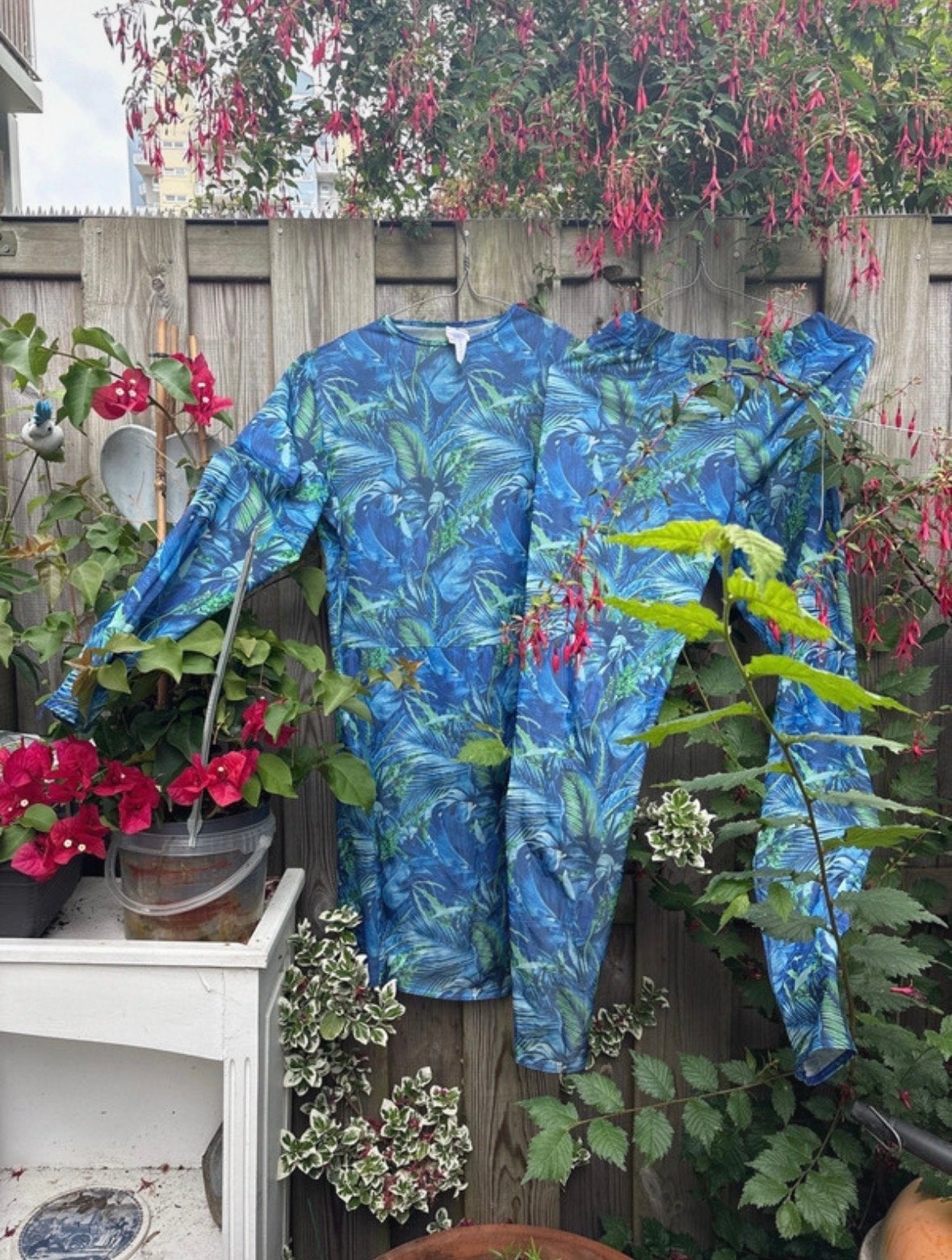 Nordays Burkini ( tan through)- Maat M - Blauw met bladprint, Ophalen of Verzenden, Nieuw, Blauw, Bikini