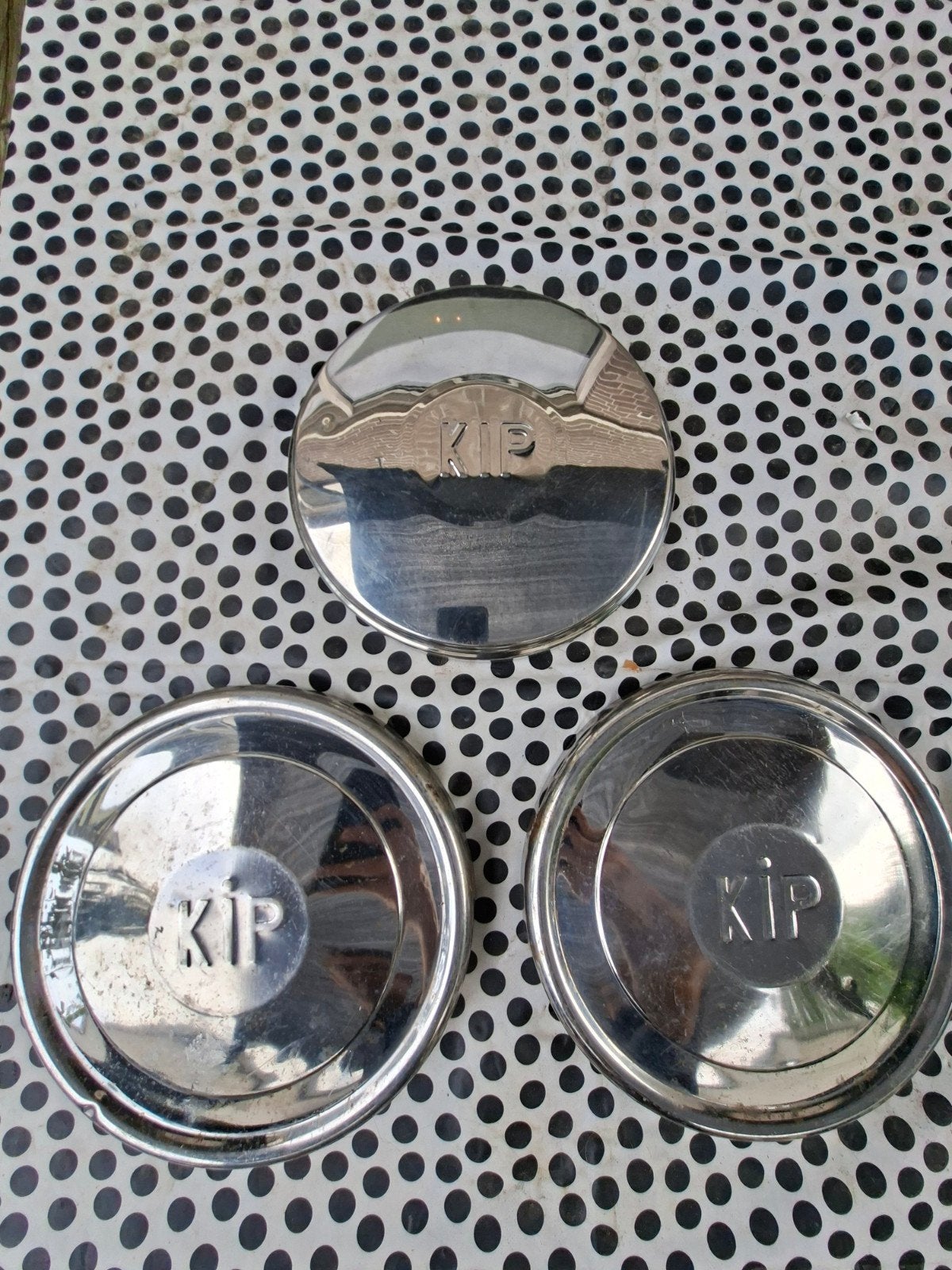 Oldtimer KIP caravan wieldoppen chroom (3 stuks), Ophalen of Verzenden, Gebruikt