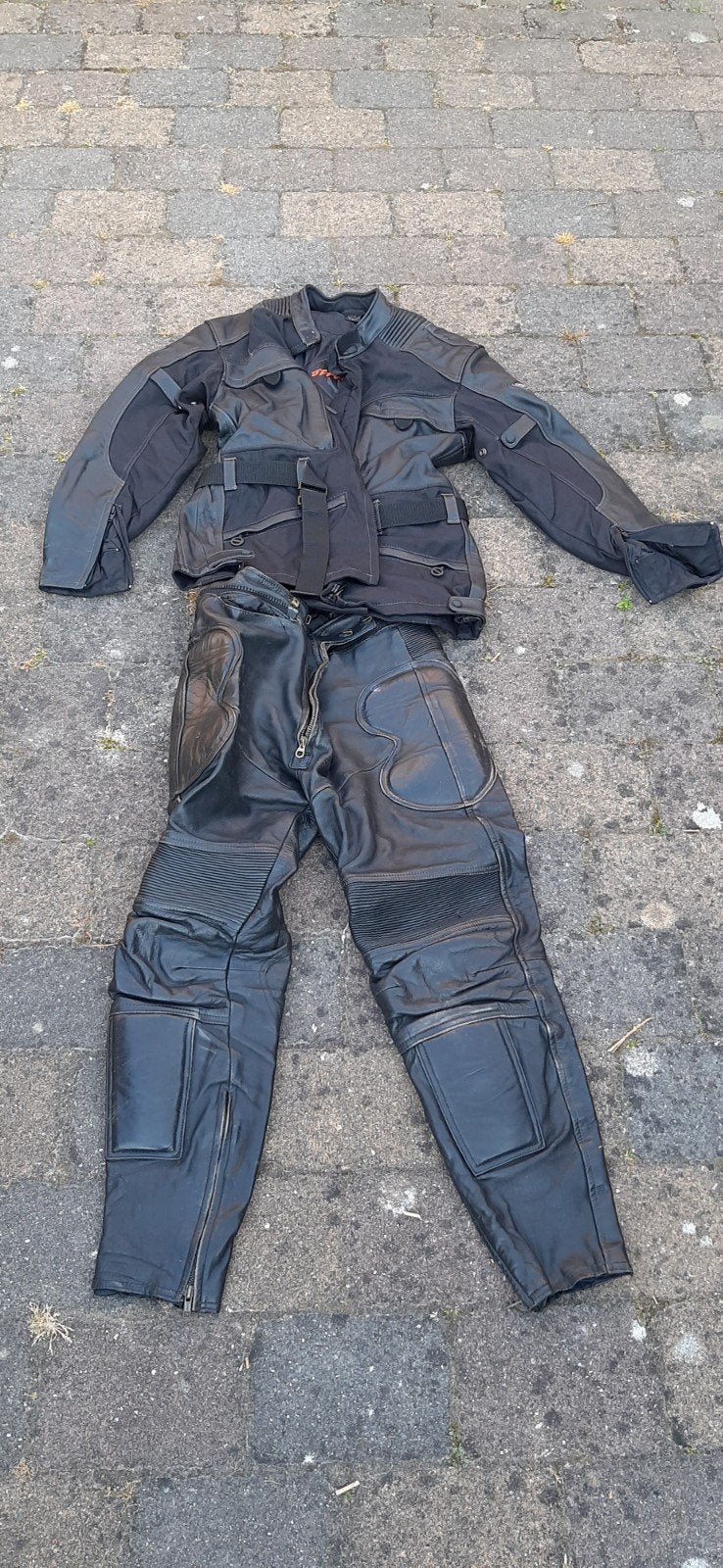 Hein Gericke Streetline leren motorpak (jas + broek), Motoren, Hein Gericke, Ophalen of Verzenden, Tweedehands, Heren