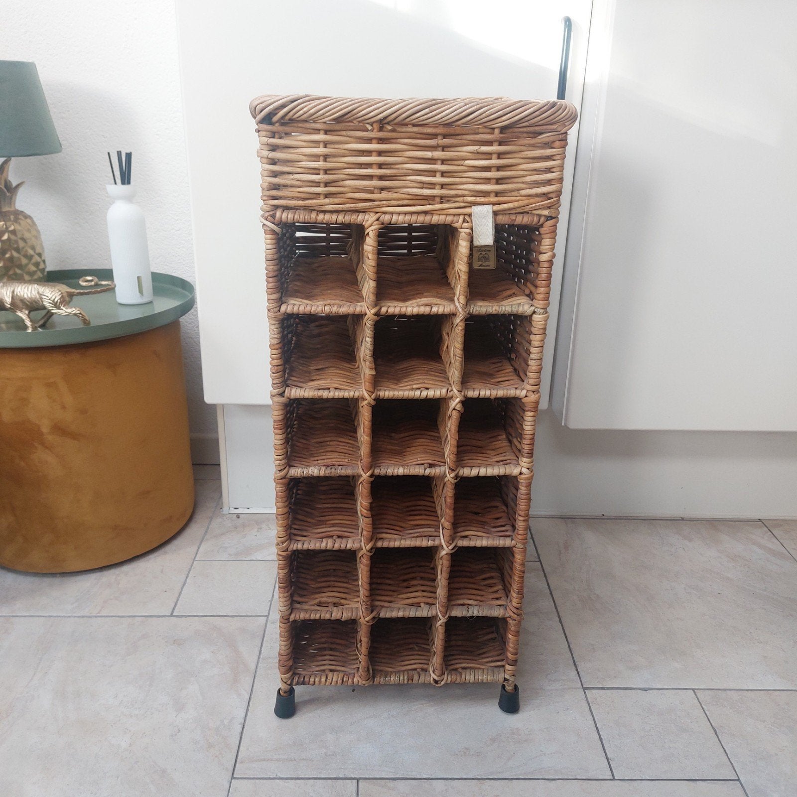 Rivièra Maison Rattan Wijnrek, Ophalen, Gebruikt, Overige materialen, 15 tot 25 flessen