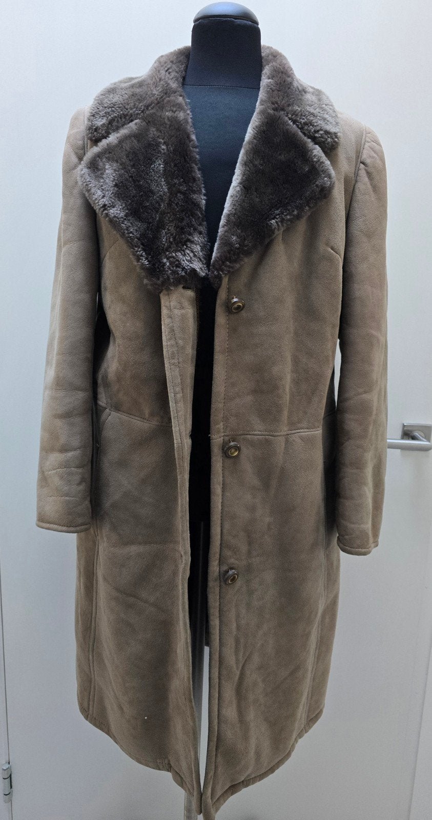 Vintage lammy coat mantel echt leer en lamsvacht mt. XL, Overige kleuren, Maat 46/48 (XL) of groter, Ophalen of Verzenden, Ledermann