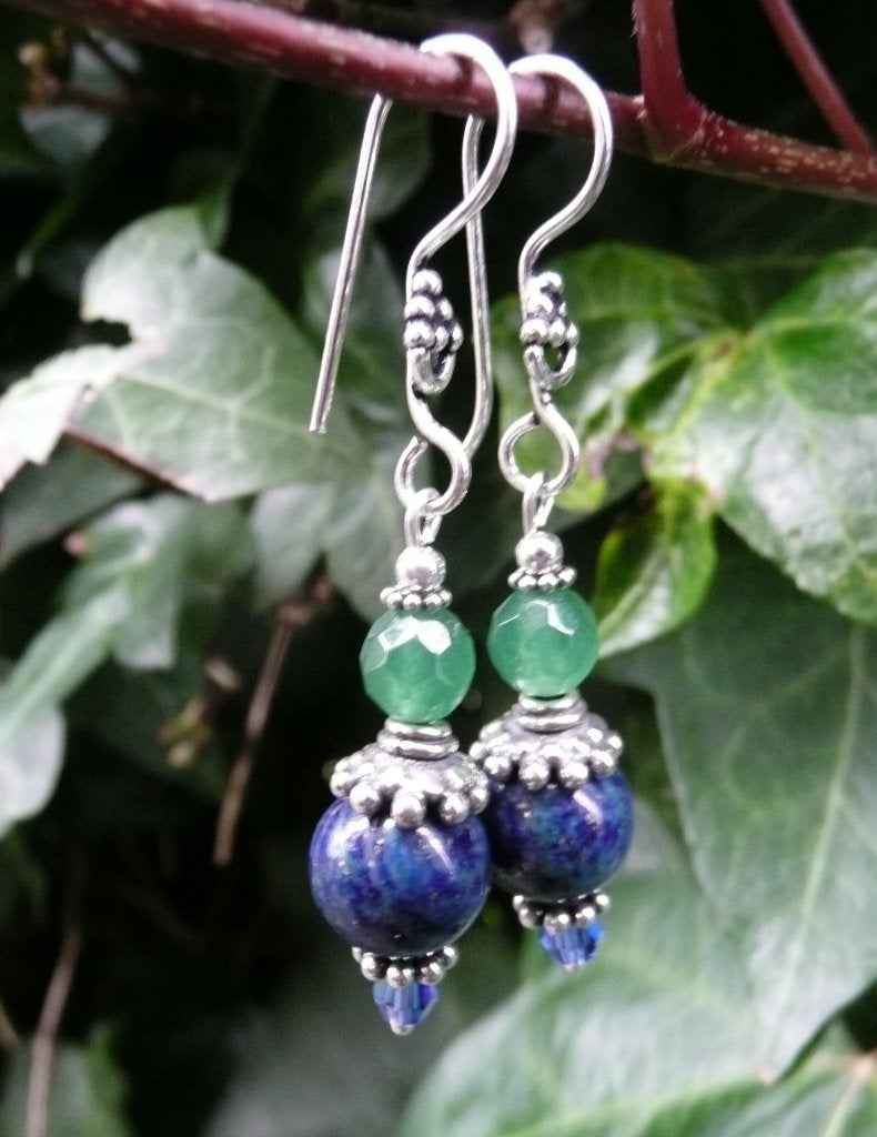 Oorbellen Charlene chrysocolla-agaat facet-swarovski zilver, Ophalen, Nieuw