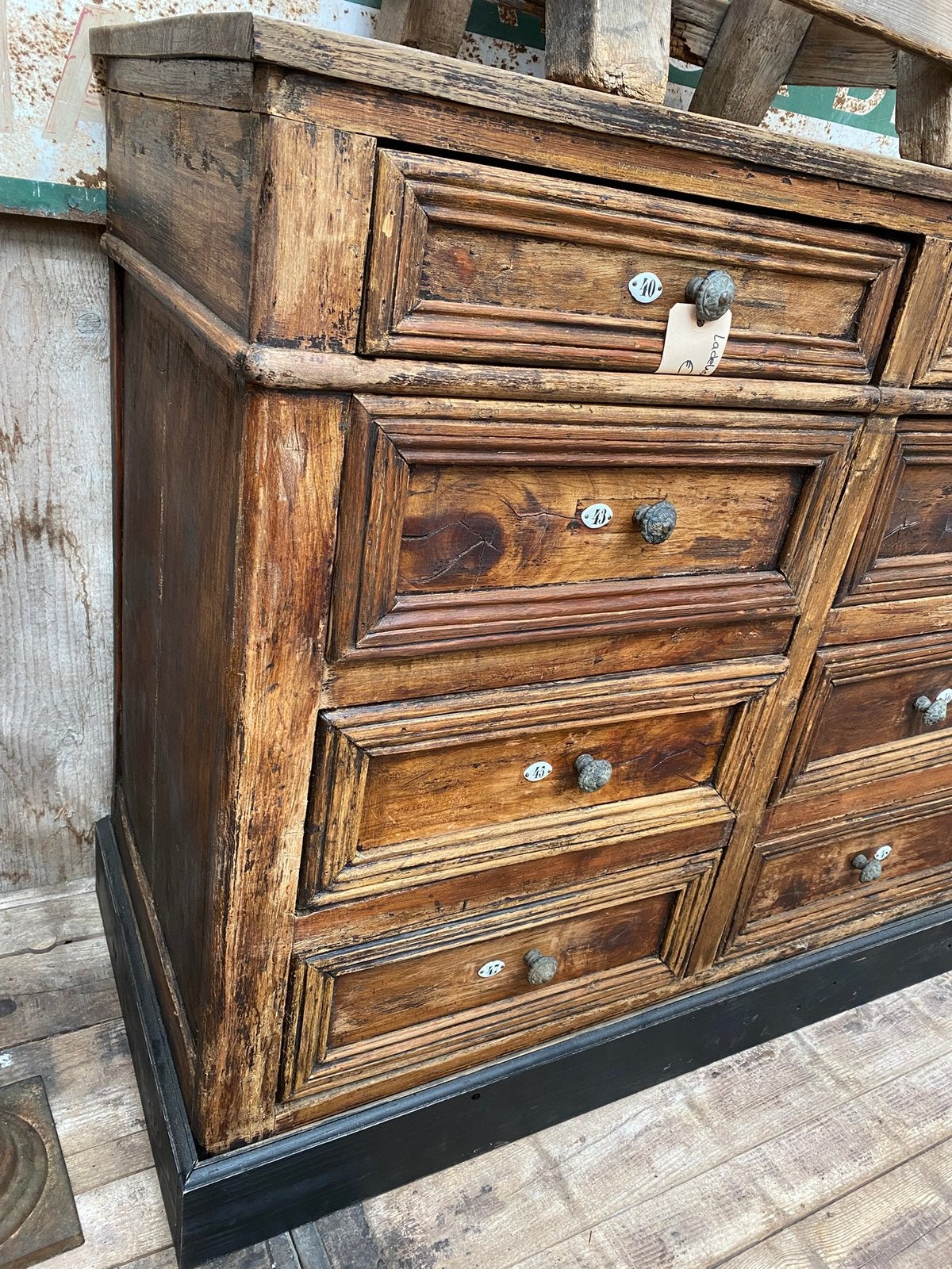 Stoere landelijke ladekast kast met nummers, Ophalen, Gebruikt, 100 tot 150 cm, 5 laden of meer