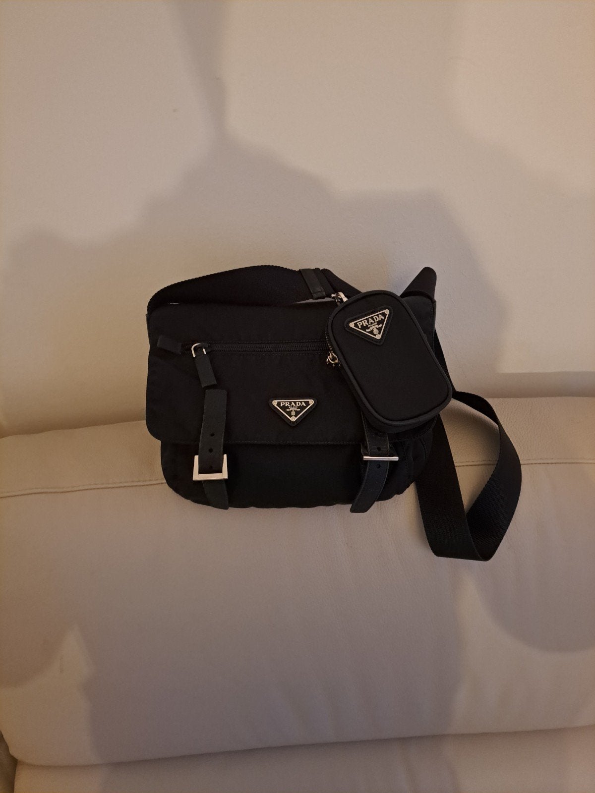 prada schoudertas origineel, Ophalen of Verzenden, Gebruikt, Zwart, Overige merken