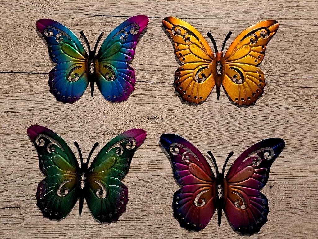 4 metalen vlinder decoratie, Ophalen of Verzenden, Nieuw