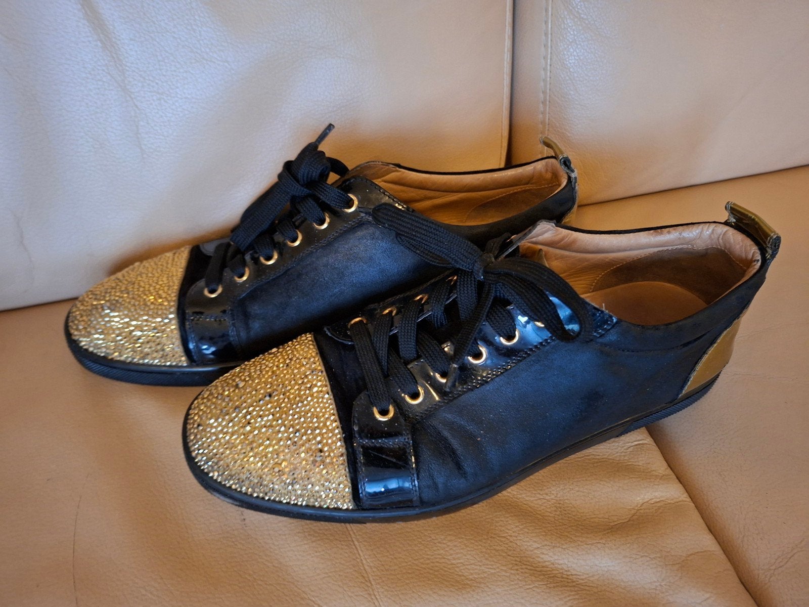 Christian Louboutin Strass Low-Top Sneakers maat 43, Ophalen of Verzenden, Zwart