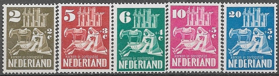 NL serie Kerken in oorlogstijd 1950, Postzegels en Munten, Verzenden, Na 1940, Postfris