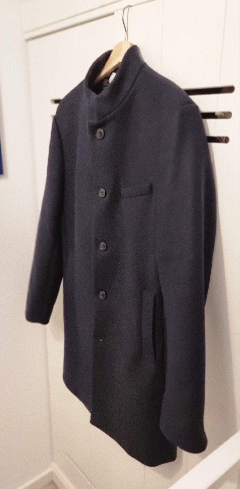 IKKS Wollen Mantel Navy Blauw - Maat 52, Maat 52/54 (L), Blauw, Ophalen of Verzenden, Zo goed als nieuw