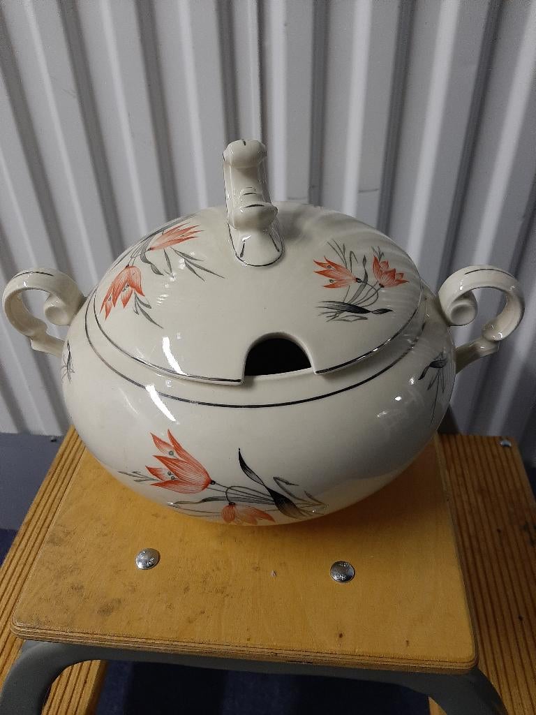 Vintage soepkom porselein van spenzo, Ophalen, Gebruikt, Porselein, Overige typen