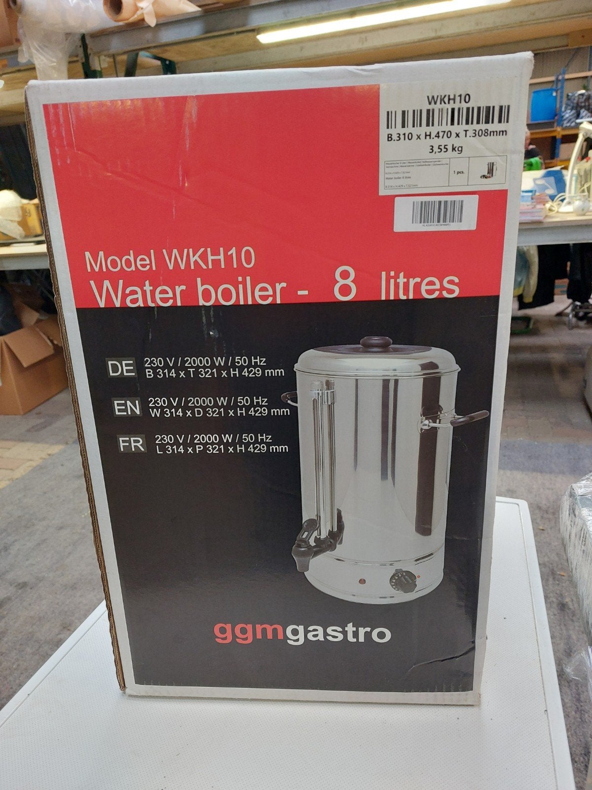 GGM Gastro Waterkoker WKH10 - 8 Liter, ., Nieuw, Ophalen of Verzenden, 2 liter of meer