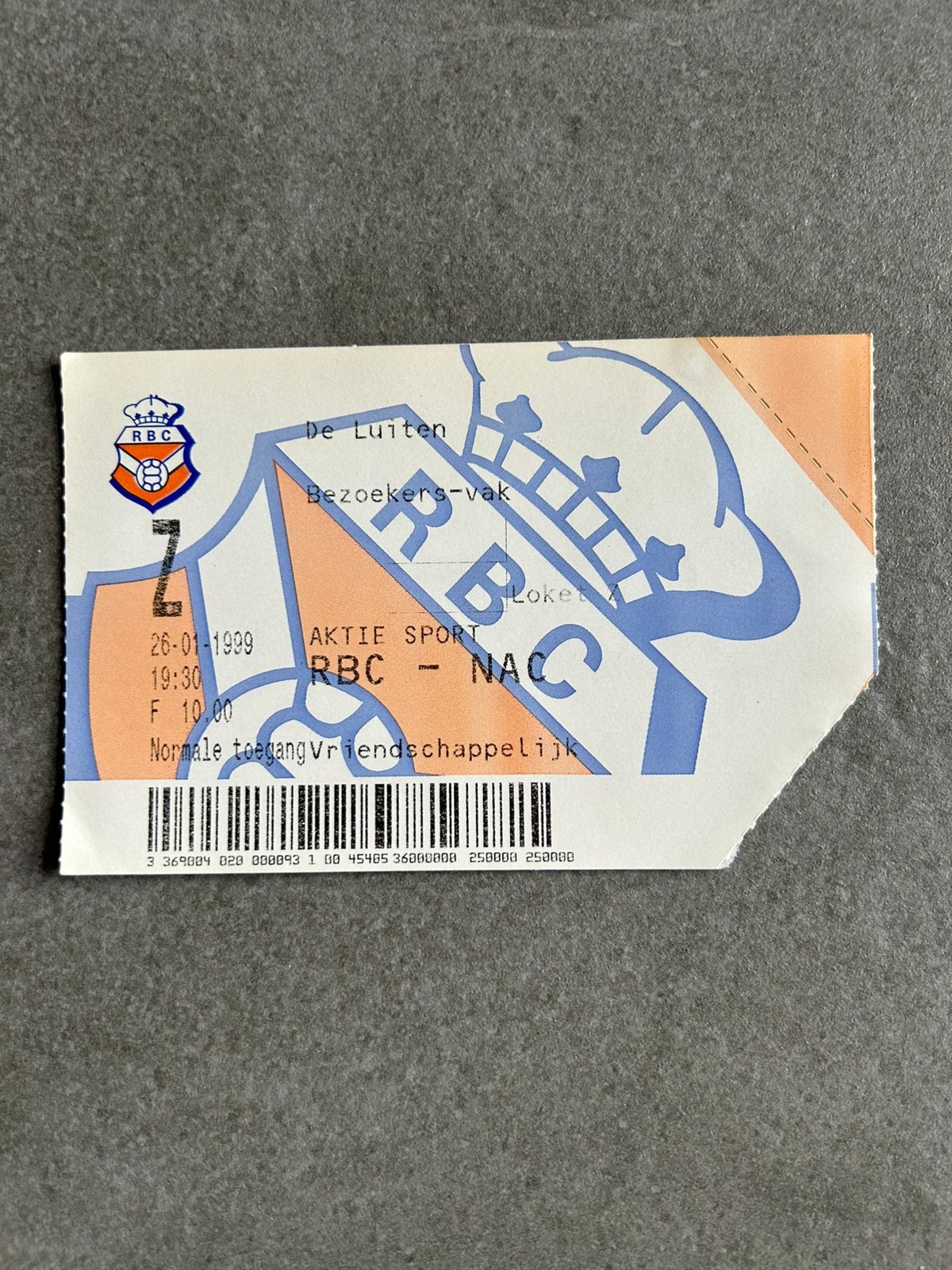 RBC - NAC ticket, Verzamelen, Sportartikelen en Voetbal, Ophalen of Verzenden, NAC Breda, Overige typen