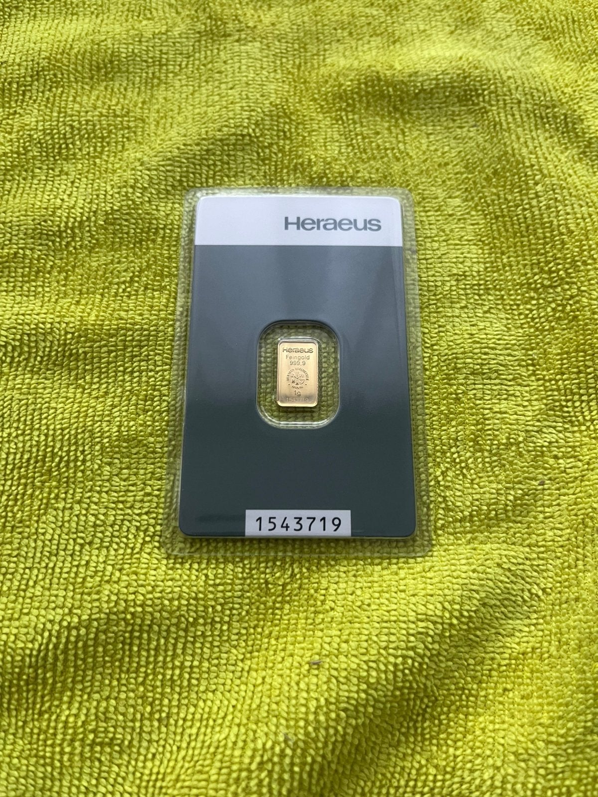 Heraeus GOUDBAAR 1 gram., Ophalen of Verzenden, Goud