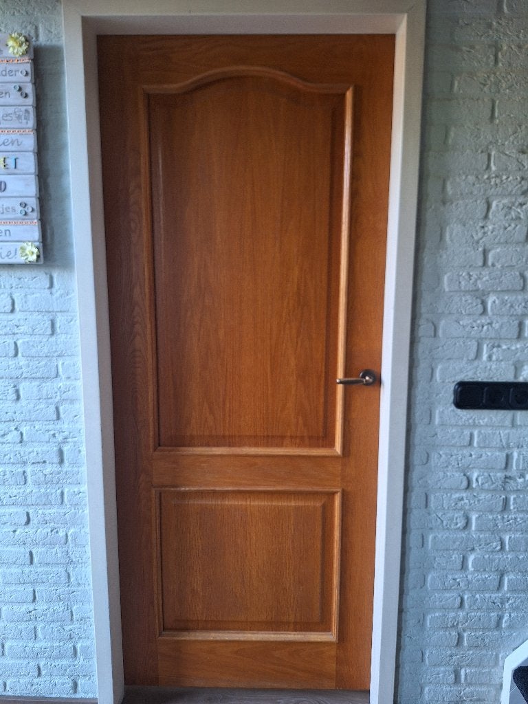 Massief eiken opdek deuren landelijke stijl, Doe-het-zelf en Verbouw, Ophalen, Gebruikt, 80 tot 100 cm, Binnendeur