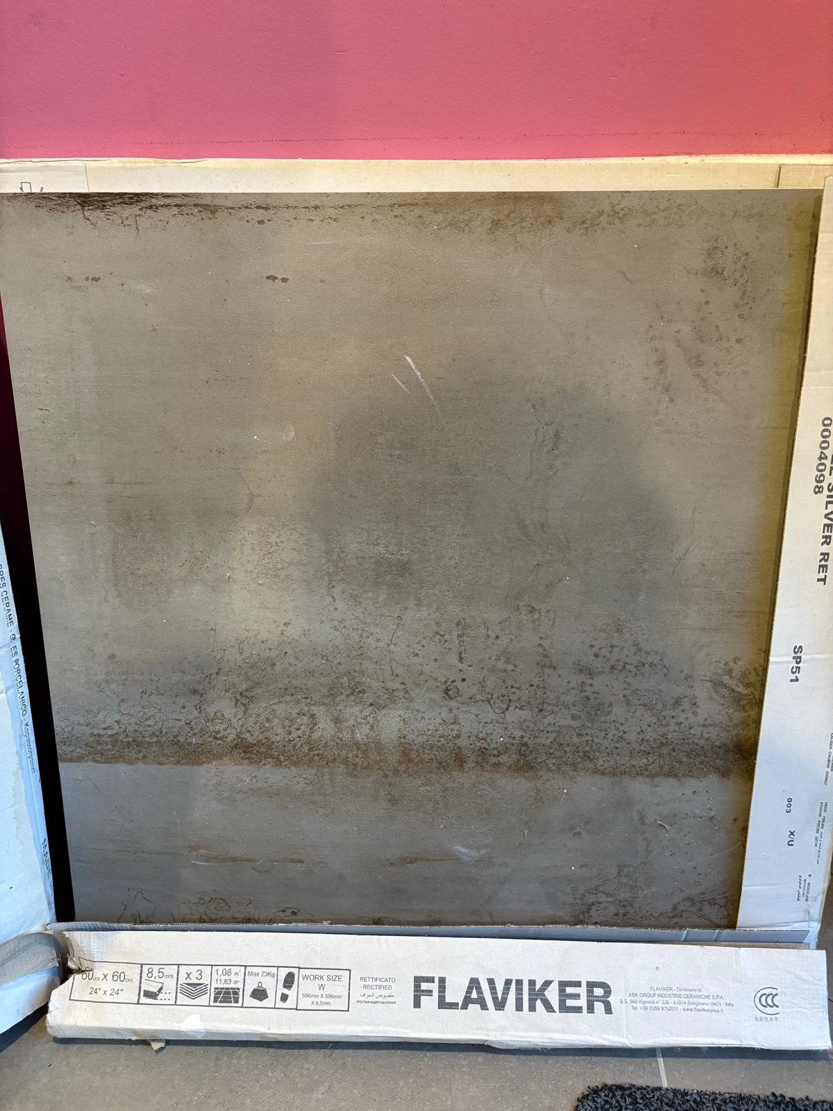 4x Flaviker Rebel Silver Ret badkamer tegels 60x60cm, Doe-het-zelf en Verbouw, Ophalen, 60 cm of meer, Keramiek, Nieuw