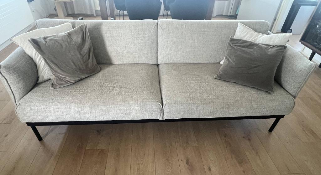 IKEA ÄPPLARYD 3-zits bank lichtgrijs incl. kussens, Ophalen, Gebruikt, Driepersoons, 75 tot 100 cm