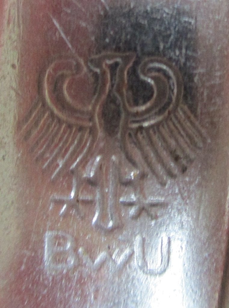 Vintage mes BWU Bundeswehr Unterkunft logo Duitsland bestek, Ophalen of Verzenden, Landmacht, Duitsland, Overige typen