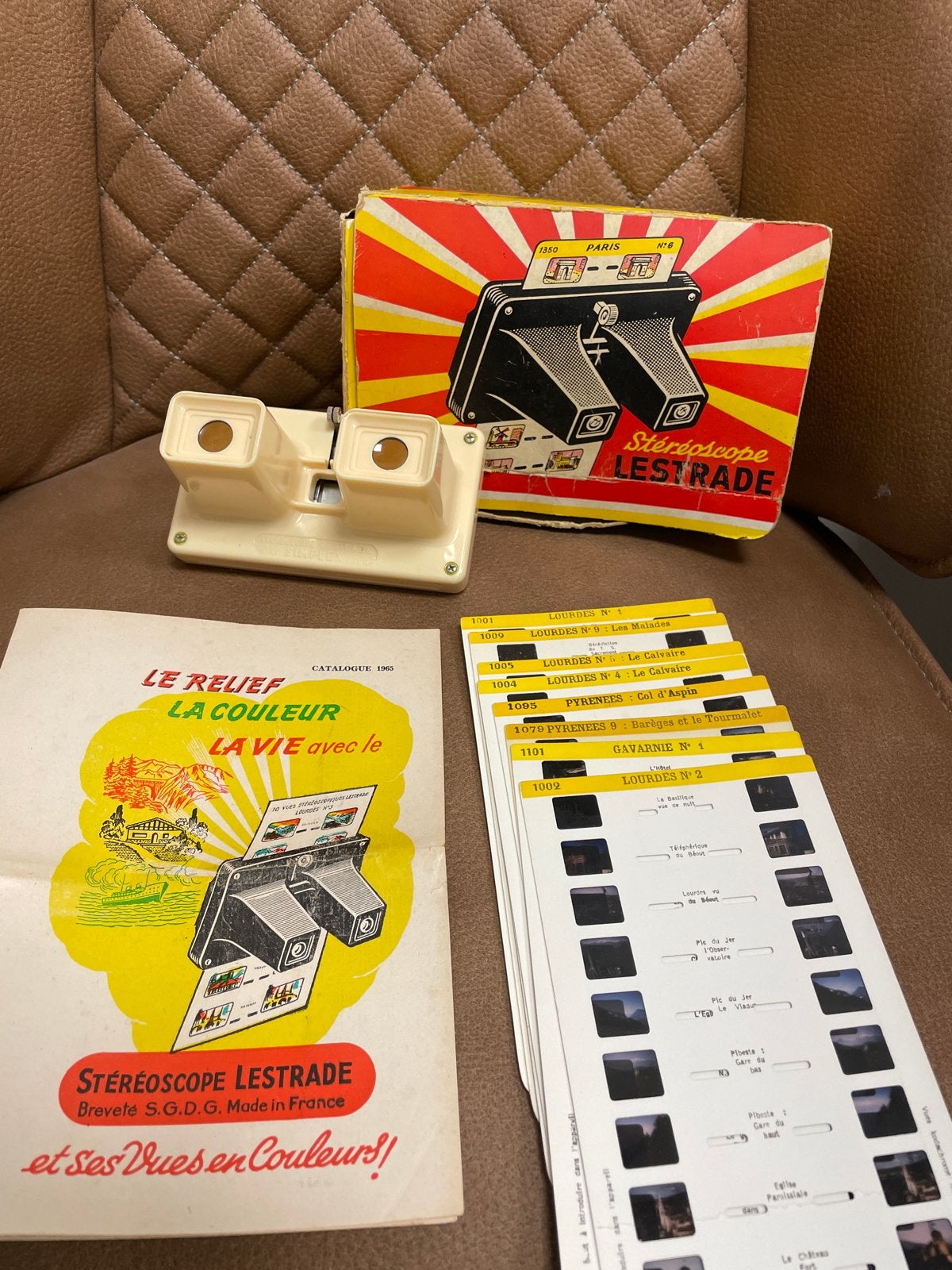 Vintage Stereoscoop Lestrade met dia's en originele doos, Gebruikt, Ophalen of Verzenden, @, -