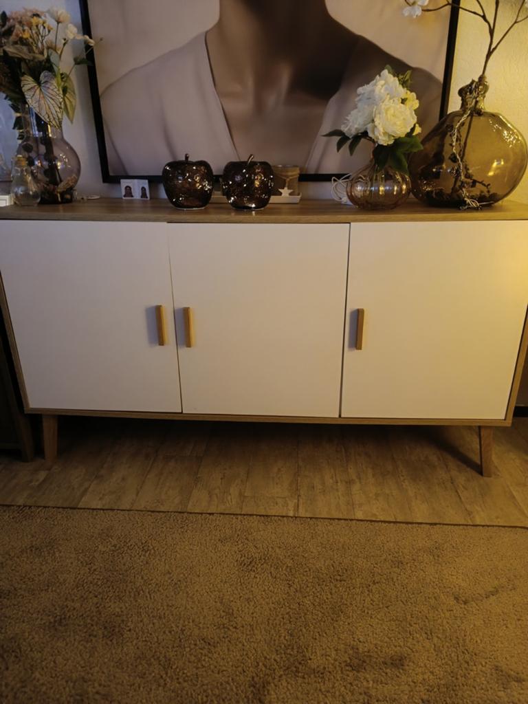 Dressoir Gantoft JYSK - Warm Eiken Wit, Ophalen, 100 tot 150 cm, Zo goed als nieuw, Overige materialen