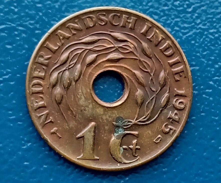 1 cent 1945 - Nederlands Indië, Postzegels en Munten, Munten | Nederland, Verzenden, Koningin Wilhelmina, 1 cent, Losse munt