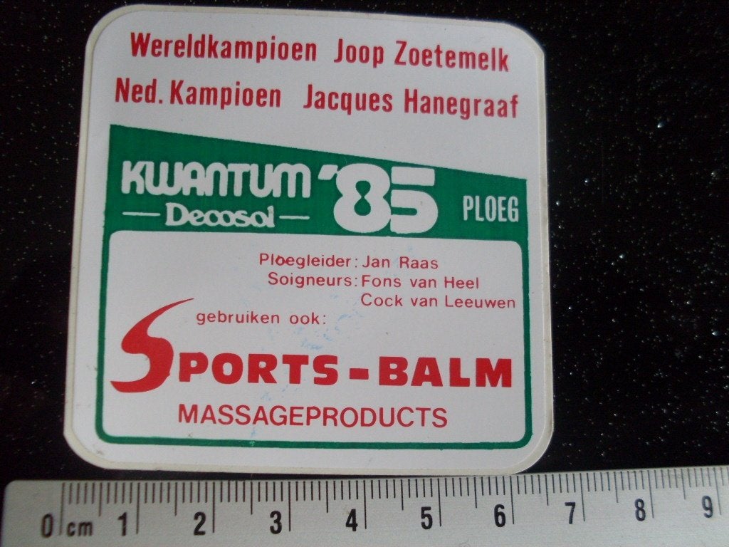 sticker Joop Zoetemelk Jacques Hanegraaf Jan Raas, Verzenden, Zo goed als nieuw, Sport