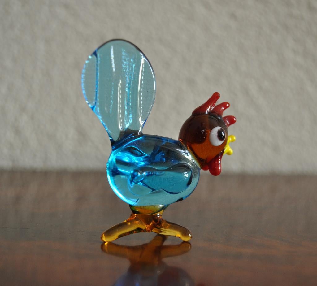 Miniatuur Haan Gekleurd Glas 6 cm, Ophalen of Verzenden, Gebruikt, Beeldje of Figuurtje